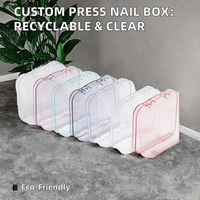 Boîte d'emballage d'ongles en plastique transparent personnalisable Boîtes de présentation de conteneur de stockage de bijoux recyclables et anti-poussière