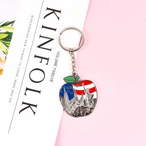 Llavero Metálico con Estampado UV de Estilo Dibujos Animados, Chapado en Plata, con Forma de Manzana y Estatua de la Libertad, para Guardar Monedas, Souvenir/Regalo - Product Image 2