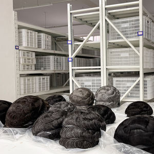 Prothèse capillaire pour hommes en cheveux naturels, avec base en peau fine et dentelle suisse, économique - Product Image 4