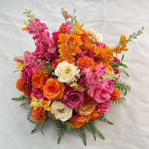 Arrangement <span class=keywords><strong>de</strong></span> fleurs artificielles en soie, rose blush, jaune, rose, calla, lys, style classique, 1,5 m <span class=keywords><strong>de</strong></span> haut, bouquet pré-fait pour mariage, fête, maison - Product Image 4