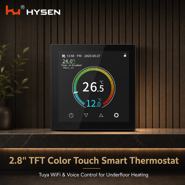 2.8" TFT Color Touch Smart WiFi Thermostat for Underfloor Heating & Gas Boiler, Matter/Alexa/Google, 16A/3A - Hysen OEM/ODM