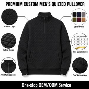 <span class=keywords><strong>Sudadera</strong></span> de punto gofrado con cremallera de un cuarto para <span class=keywords><strong>hombre</strong></span>, cálida para invierno, manga larga, corte regular, bordada, informal, con logo personalizado - Product Image 2