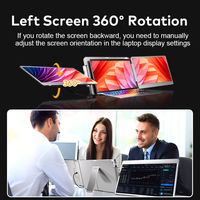 Écran d'extension portable de haute qualité pour ordinateur portable 14 pouces, moniteur 16:10 avec double écran LCD IPS pour Windows et MacBook