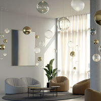 Lustre LED boule de verre de luxe moderne Nouveau design Télécommande Lumière décorative pour escalier Villa Banquet