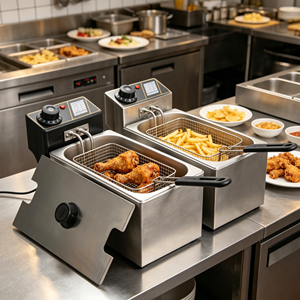 Friteuse électrique de grande capacité en acier inoxydable, machine à frire commerciale, minuterie et contrôle de la température, cuisson polyvalente E - Product Image 5