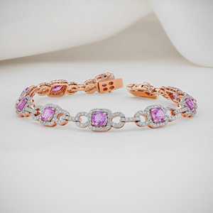 Pink Diamond Art Deco Party Bracelet 18k <b>Rose</b> <b>Gold</b> Flexible Link - Product Image 5