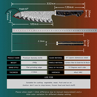 Grandsharp 7.5 pouces couteau Santoku japonais 67 couches acier damas Santoku couteau de cuisine en Fiber de carbone feuille d'or poignée en résine
