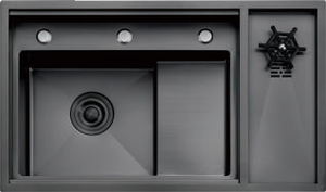 <span class=keywords><strong>Évier</strong></span> de cuisine intelligent en acier inoxydable 304 noir avec affichage numérique, <span class=keywords><strong>cascade</strong></span> de pluie, lave-gobelet pour usage domestique - Product Image 2