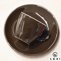 Ensemble de tasses et soucoupes à expresso couleur unie, gris pierre, terre cuite, moutarde, vert sarcelle, marron, en porcelaine émaillée, pour l'accueil