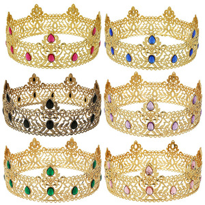 Diadema Vintage Estilo Barroco Real, Tocado de Cumpleaños, Corona Grande de Cristal de Colores, Estilo Europeo y Americano - Product Image 2