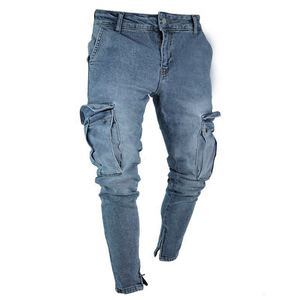 <span class=keywords><strong>Jeans</strong></span> da Uomo all'Ingrosso, Pantaloni in Denim Cargo <span class=keywords><strong>con</strong></span> Grande Tasca Applicata sul Ginocchio - Product Image 2