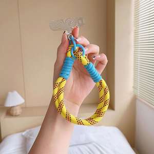 Dragonne <span class=keywords><strong>courte</strong></span> universelle anti-perte avec étiquette patch Bracelet de couleur tissé en nylon étui de téléphone corde suspendue lanière de téléphone portable - Product Image 3