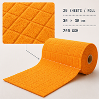 Rouleau de chiffons microfibres détachables 20 feuilles 25x25cm 200gsm multi-usages pour lavage auto et nettoyage cuisine