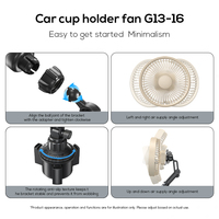 Ventilador de Coche Dopapod G13 con Base Expandible, 3 Velocidades, USB 5V, Compatible con Portavasos de Coche, Se Adapta a la Mayoría de los Vehículos