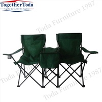 Chaise de plage pliable portable et robuste pour l'extérieur Chaise de camping double avec parapluie Sac isotherme Chaise de pêche moderne en fer