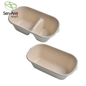 Senang02 Gut verkaufte Kaffeetasse Deckel Catering Tablett Clam shell 1 <span class=keywords><strong>2</strong></span> 3 Takeaway To Go Food Zuckerrohr Bagasse Container - Product Image 3