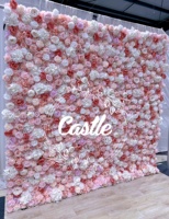 O-FW003 Mur de fleurs 3D personnalisé en tissu, panneau mural décoratif en fleurs artificielles de roses en soie pour mariage, toile de fond