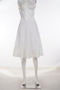 Ladies White Eyelet Embroidery Tiered Skirt, Elastic Waist A-Line Midi Skirt, Casual Boho Summer Skirt - Product Image 2