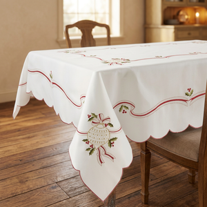 Mantel Cuadrado de Algodón Impermeable con Bordado Moderno y Diseño de Plantas, Personalizable para Fiestas - Product Image 1