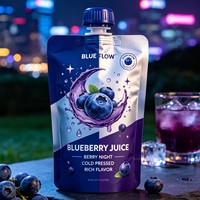 Kemasan Pouch Stand Up dengan Cetakan Kustom, Lapisan Matte, Food Grade, Bebas BPA, Anti Bocor, Dapat Didaur Ulang, untuk Jus Blueberry