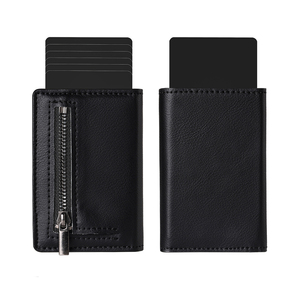 2025 New Automatic Pop up Credit Card Holder <b>Metal</b> <b>Wallet</b> Carteira De Couro Anti RFID Tri-Fold Leather Cardholder for Men Gifts - Product Image 2