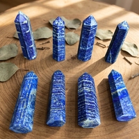 Menara Heksagonal Lapis Lazuli Alami - Tongkat Pirit Biru Imperial untuk Chakra, Meditasi, Dekorasi Rumah, Ornamen Kristal Penyembuhan