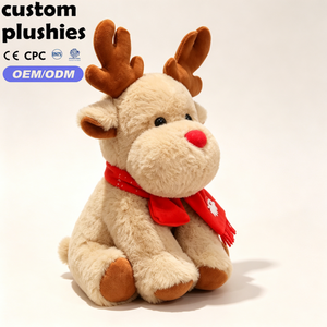 Venta al por Mayor de Lindos Peluches de Reno de Navidad con <span class=keywords><strong>Nariz</strong></span> <span class=keywords><strong>Roja</strong></span> y Bufanda <span class=keywords><strong>Roja</strong></span> para Decoración del Hogar - Product Image 2