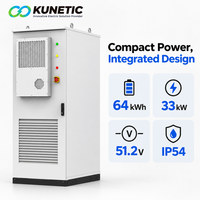 Système de stockage d'énergie commercial tout-en-un 64,3 kWh 33 kW, batterie solaire LiFePO4 hors réseau pour petite usine, hôtel, restaurant KUNETIC