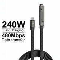 Kabel Pengisian Cepat 240W Nylon Braided 90 Derajat Putar 360 Derajat Multi-Sudut Penahan Kabel USB Tipe-C untuk Ponsel