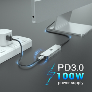 อะแดปเตอร์ฮับข้อมูลคอมพิวเตอร์แล็ปท็อป VCOM <span class=keywords><strong>5</strong></span> in 1 ความเร็ว 10Gbps USB3.1 Type C พร้อม PD3.0 ชาร์จเร็ว 100W - Product Image 4