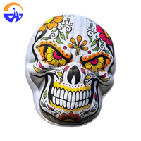Grand toile de fond coloré en forme de crâne pour événements festifs et décoration de maison hantée avec souffleur – Mur géant gonflable de crâne en sucre pour Halloween