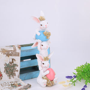 Set di statuine di coniglietto di pasqua in resina di decorazione artistica carina Redeco con accenti di uova colorate ornamenti per la casa - Product Image 6