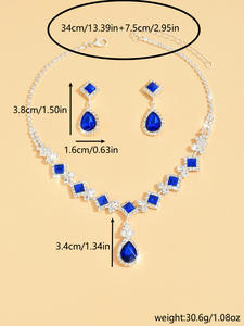 Ensemble de bijoux de mariée romantique intemporel pour mariages et banquets, magnifique collier et boucles d'oreilles en cristal et strass avec un design élégant - Product Image 6