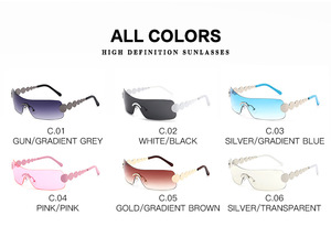 Lentes de Sol Lmamba 8127 de Moda Y2k para Mujer, Lentes de Sol Extra Grandes sin Montura, Lentes de Sol Deportivas de Diseñador Envolventes 2024 - Product Image 3