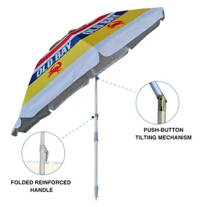 Toptan özel açık büyük ağır taşınabilir lüks rüzgar geçirmez pvc şemsiye güneş plaj şemsiye logo ile 1.6m fiyat