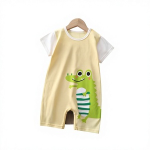 Mameluco de Verano para Bebé, Estilo Delgado, Body para Bebés y Niños Pequeños, Algodón, Cierre con Botones Ocultos, Estampado de Dibujos Animados, Manga Corta - Product Image 1