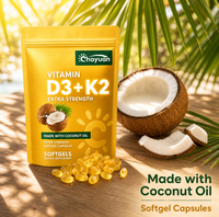 Complément de Vitamine D3 & K2 MK7 en Gélules Molles Haute Qualité Formule 2-en-1 Extra Forte 5000 UI D3 100mcg K2 MK7 avec Huile de Coco