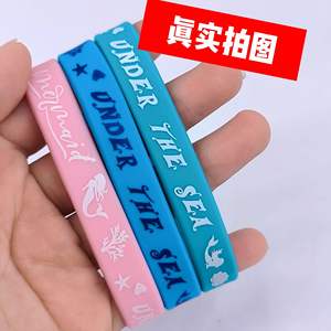 Bracelets ronds en silicone motif sirène, lot de 3, étanches, décoratifs, pour fêtes et bijoux - Product Image 1