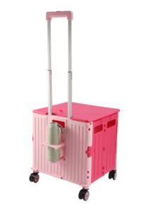 Оптовая продажа складная пластиковая тележка для еды Складная ручная тележка для покупок с подстаканником - Product Image 2