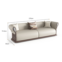 Ensemble de canapés Chesterfield en bois massif avec design chic en cuir, canapé de salon de luxe, mobilier haut de gamme multi-places, canapé de fête
