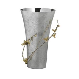 Vase à fleurs en aluminium minimaliste écologique de haute qualité, décoration moderne et élégante faite à la main en Inde pour une utilisation sur table ou dans le jardin - Product Image 1