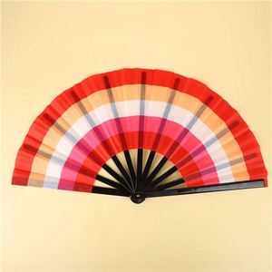 Éventails pliants multicolores en mosaïque faits à la main, en plastique, effet arc-en-ciel - Product Image 4