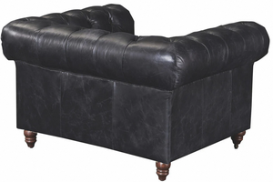 Fauteuil en bois confortable avec siège en cuir, construction robuste, chaise élégante et classique pour la maison, le bureau ou le salon - Product Image 2