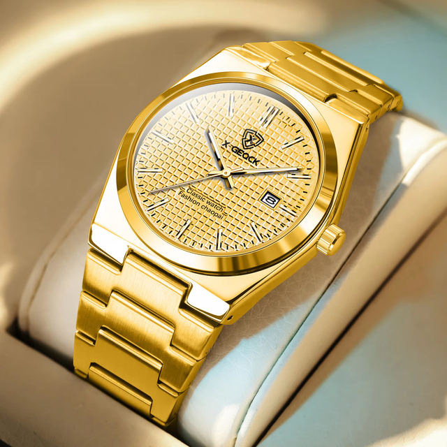 Custom Men's Sport Watch Stainless Steel Band Glass Dial 3ATM Waterproof Quartz Auto Week Display 42mm Luminous Date