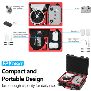 Amazear Professional <b>Hard</b> <b>Shell</b> Drone <b>Case</b> Waterproof Shockproof for DJI FLIP RC 2/RC N3 Drone Accessories Storage Travel bag - Product Image 2