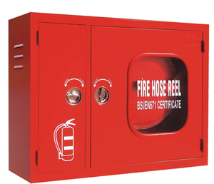 Armoire murale rouge pour enrouleur de tuyau d'incendie avec rangement pour extincteur et coffre de sécurité pour usage résidentiel et professionnel - Product Image 4