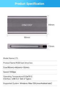 热卖RGB 4TB外置硬盘盒C型便携式固态硬盘机箱快速传输速度10gbps固态硬盘机箱 - Product Image 3