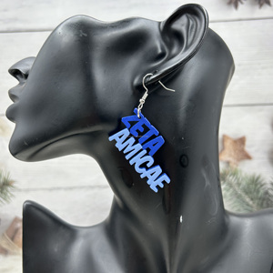 Mode Zeta Phi Beta Holzverzierung Taubenohrringe weiblich griechisches Buchstabe ZPB Reize Ohrring Schmuck - Product Image 4