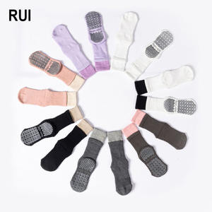 RUIQUWIN Hot Selling Women's Knitted Patchwork Crew Non-slip Yoga <b>Socks</b> 100% Cotton Durable Professional Indoor Sports Pilates - Product Image 1