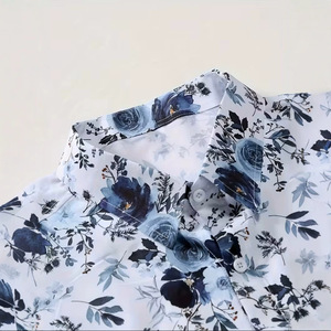 เสื้อเชิ้ตแขนยาวลายดอกไม้สำหรับผู้ชาย ปกคอปก ติดกระดุม ผ้าทอ สไตล์ลำลองสำหรับธุรกิจและสำนักงาน - Product Image 2